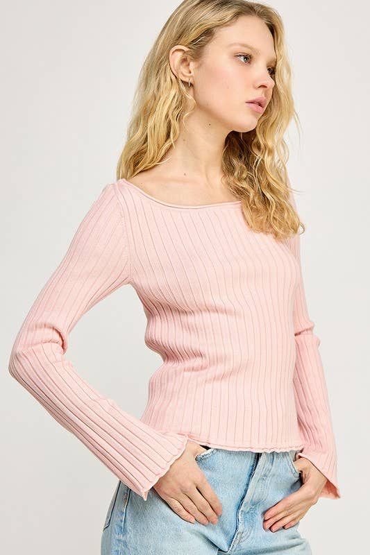 Perfectly Beachy Ribbed Boatneck Top