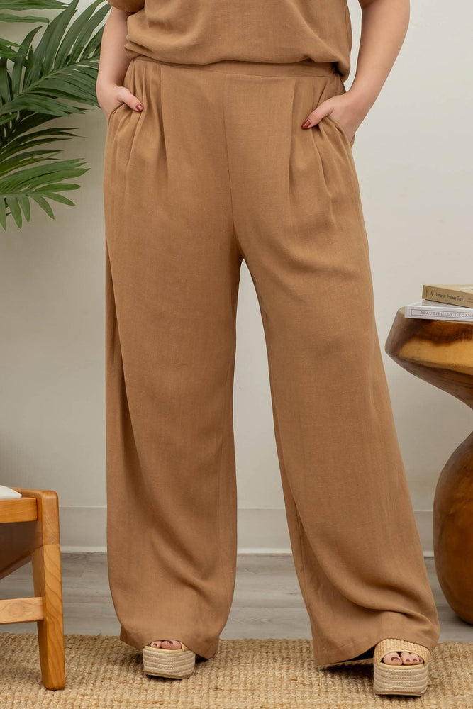 Plus Naturally Chic High Waisted Linen Pants
