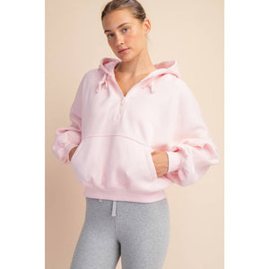 Maddison Terry Fleece Quarter Zip Hoodie