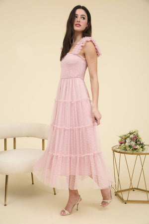 Sense of Spring Chiffon Dot Midi Dress