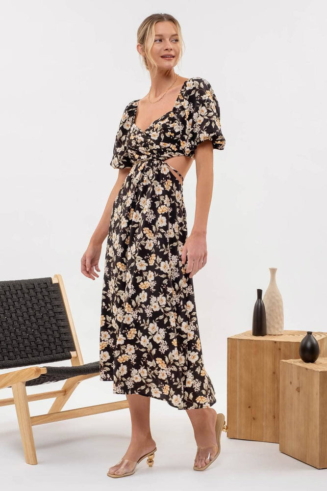 Fresh Cut Flowers Midi Dress