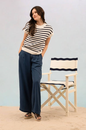 Just Beachy Stripe Crew Neck Top