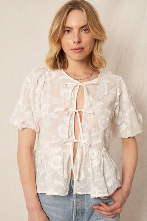 Delicate Flower Tie Front Top