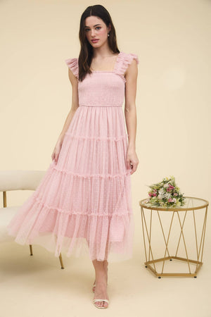 Sense of Spring Chiffon Dot Midi Dress