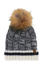 Northern Classic Canadian Cable Knit Shearling Lined Toque | Navy