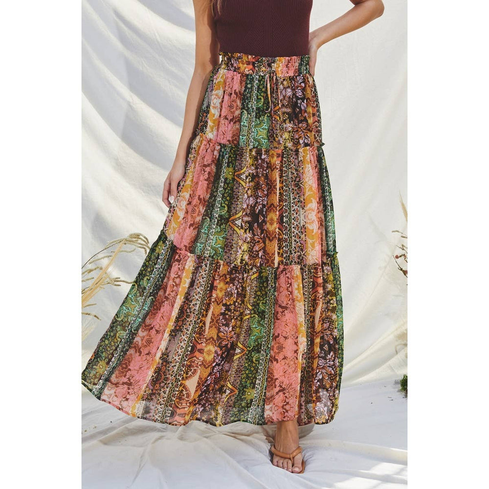 Boho Floral Tiered Skirt