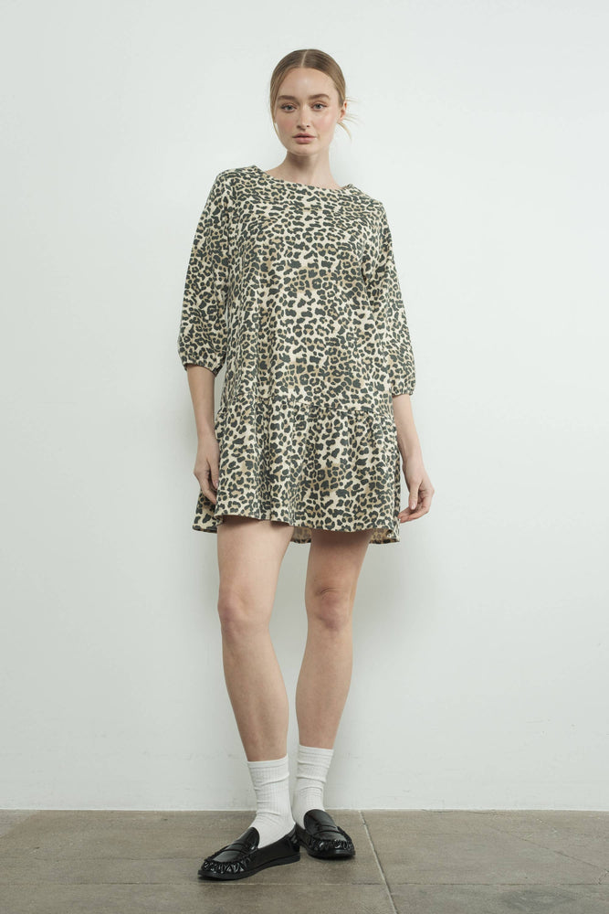 Not So Basic Leopard Print Drop Waist Dress