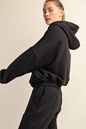 Maddison Terry Fleece Quarter Zip Hoodie