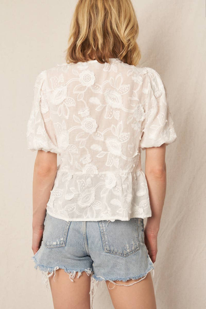 Delicate Flower Tie Front Top