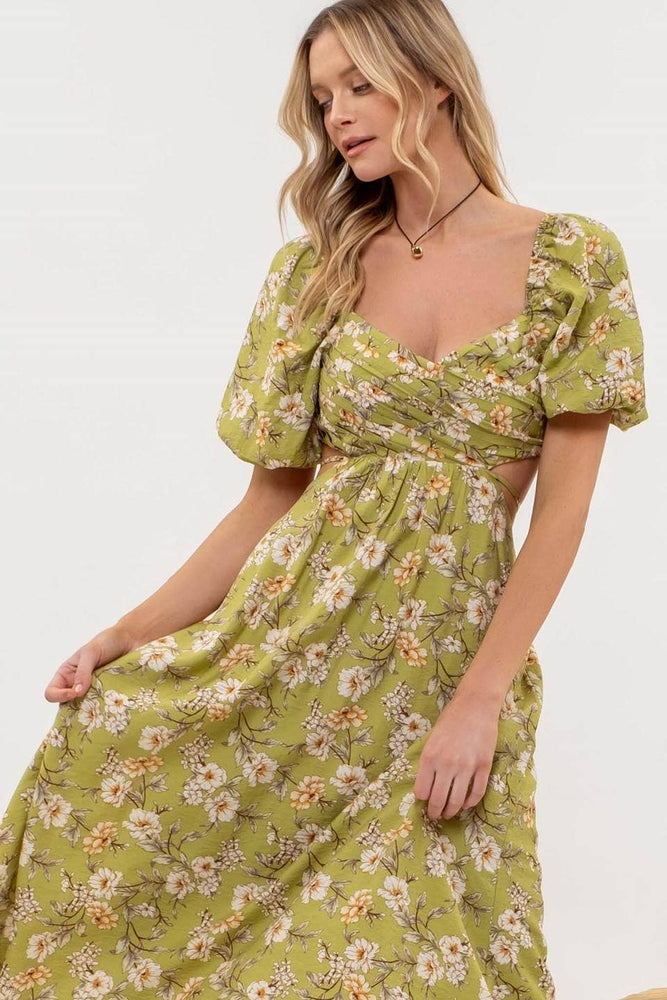 Fresh Cut Flowers Midi Dress