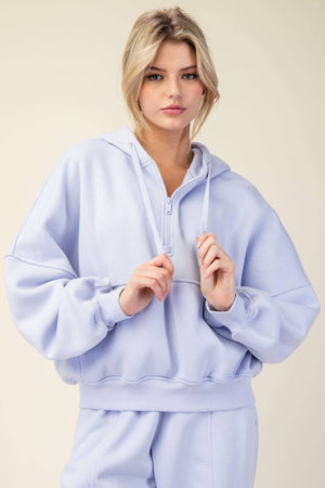 Maddison Terry Fleece Quarter Zip Hoodie